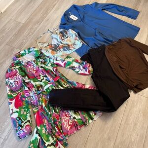 5 piece reseller bundle Colorful Floral Wrap Dress Tops blouses pants A&F Uniqlo